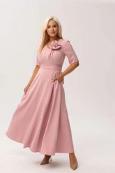 Sukienka MAXI Mirabella w odcieniu pudrowego różu z delikatną poświatą srebra OVERSIZE PLUS SIZE XXL WIOSNA LATO. Czerwone sukienki Moda Size Plus Iwanek, na imprezę, na lato, l, bez wzorów, z elastanu, eleganckie, bez kołnierzyka, plus size, bez ramiączek, maxi, oversize. Za 489.90 zł.