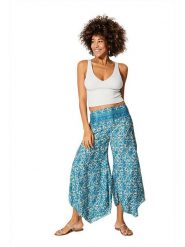 Aller Simplement Spodnie w kolorze niebiesko-kremowym rozmiar: 38/40. Niebieskie spodnie materiałowe Aller Simplement, bez wzorów, z materiału, z podwyższonym stanem. Za 43.99 zł.