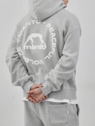 MANTO bluza z kapturem LABEL 25 OVERSIZE melanż. Szare bluzy MANTO, l, bez wzorów, z bawełny, z kapturem. Za 299.00 zł.