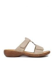 Rieker Klapki CEO-60885-62 Beżowy. Brązowe klapki Rieker, bez wzorów, ze skóry, bez obcasa. Za 289.99 zł.