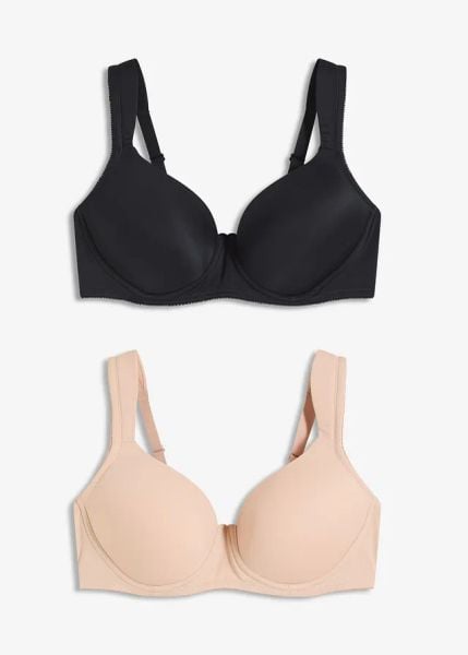 Biustonosz z usztywnianymi miseczkami. Czarne biustonosze bonprix, bez wzorów. Za 117.99 zł.