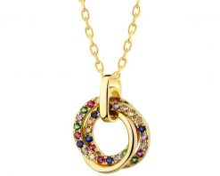 Naszyjnik z mosiądzu pozłacany z cyrkoniami - koła. Naszyjniki Artelioni, z cyrkonią, pozłacane. Za 189.00 zł.