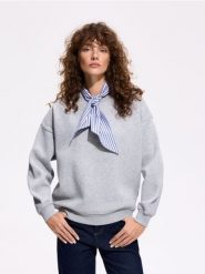 Bluza z chustą - jasnoszary. Szare bluzy sportowe Reserved, l, bez wzorów, z bawełny, bez kaptura. Za 129.99 zł.