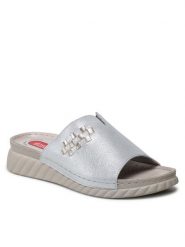 Go Soft Klapki EST-2299-02 Srebrny. Szare klapki GO SOFT, bez wzorów, ze skóry, bez obcasa. Za 149.99 zł.