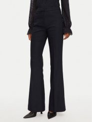 Morgan Spodnie materiałowe 242-PFLOU.F Granatowy Flare Fit. Niebieskie spodnie materiałowe Morgan, bez wzorów, z bawełny. Za 219.99 zł.
