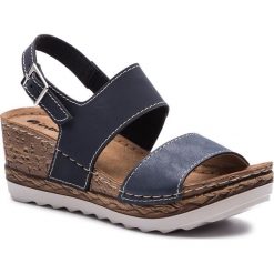 Sandały INBLU - NT02WA24 Navy. Niebieskie sandały Inblu, bez wzorów, z materiału, bez obcasa, na obcasie, bez zapięcia. Za 89.99 zł.
