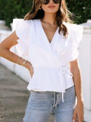 LA Angels Bluzka w kolorze białym rozmiar: L. Białe bluzki LA Angels, l, bez wzorów, z bawełny, bez kołnierzyka, bez ramiączek. Za 113.99 zł.