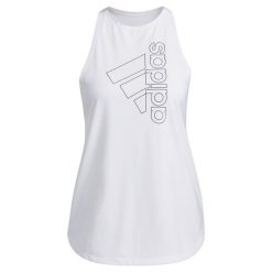 Koszulka damska Adidas W Tech Bos sportowa biała tank top. Białe koszulki sportowe Adidas, bez wzorów, bez ramiączek. W wyprzedaży za 67.00 zł.