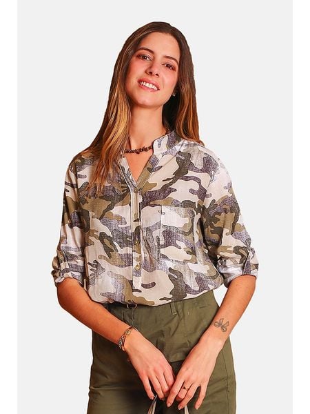 William de Faye Bluzka w kolorze beżowo-oliwkowym rozmiar: 42. Brązowe bluzki William de Faye, bez wzorów, klasyczne, bez kołnierzyka, bez ramiączek. Za 87.81 zł.