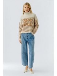 Oui Golf w kolorze kremowo-karmelowym rozmiar: 36. Brązowe golfy Oui, bez wzorów, prążkowane, bez ramiączek. Za 409.45 zł.