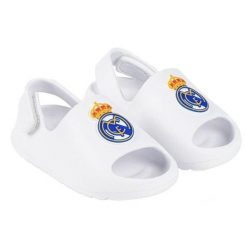 Real Madryt klapki sandały na rzep beach pool flip flops białe. Białe klapki REAL MADRID, bez wzorów, z materiału, bez obcasa. Za 79.00 zł.