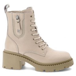 Beżowe Botki Vinceza Ocieplane Obuwie Damskie. Brązowe botki VINCEZA, bez wzorów, ze skóry, bez obcasa, na obcasie, bez zapięcia. Za 237.99 zł.