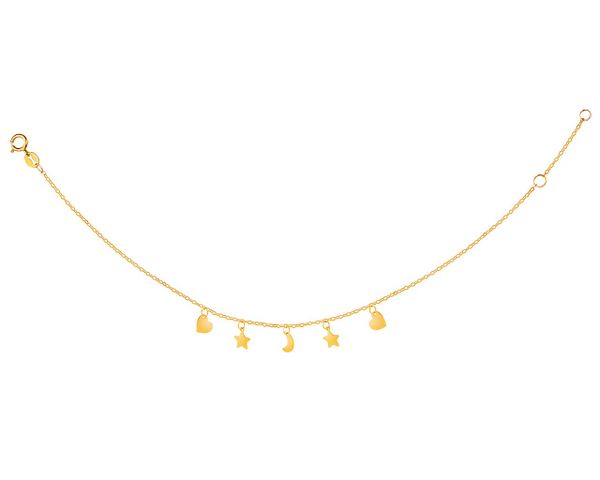 Złota bransoletka, ankier - Księżyc, gwiazdy, serca. Żółte bransoletki Apart, złote. Za 439.00 zł.