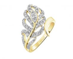 Pierścionek z żółtego złota z brylantami - liść - 0,50 ct - próba 585. Żółte pierścionki Apart, z brylantem, złote. Za 8,190.00 zł.
