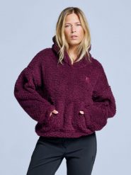 Bluza z kapturem Fluffy - damska - na cztery pory roku - Teddy - bordowa. Czerwone bluzy POEDERBAAS, xl, bez wzorów, z materiału, z kapturem. Za 199.42 zł.