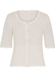 Sweter rozpinany. Białe kardigany bonprix, w ażurowe wzory. Za 109.99 zł.