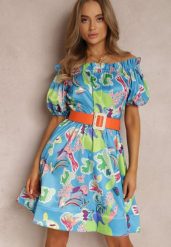 Niebieska Sukienka Satynowa Aikythia. Niebieskie sukienki Renee, m, bez wzorów, z satyny, bez kołnierzyka, bez ramiączek, mini. Za 164.99 zł.