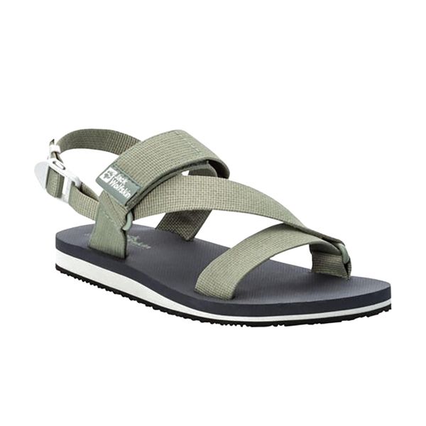 Sandały turystyczne damskie Jack Wolfskin Urban Entdeckung Belt. Zielone sandały Jack Wolfskin, bez wzorów, sportowe, bez obcasa, bez zapięcia. Za 159.99 zł.