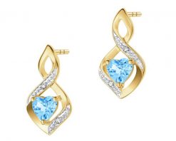 Kolczyki z żółtego złota z diamentami i topazem - serca - próba 375. Żółte kolczyki Apart, z diamentem, złote. Za 1,290.00 zł.