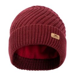 Damska Czapka Z Dzianiny Twisted Knitted Beanie. Czerwone czapki Trespass, z aplikacjami, z dzianiny. Za 58.99 zł.