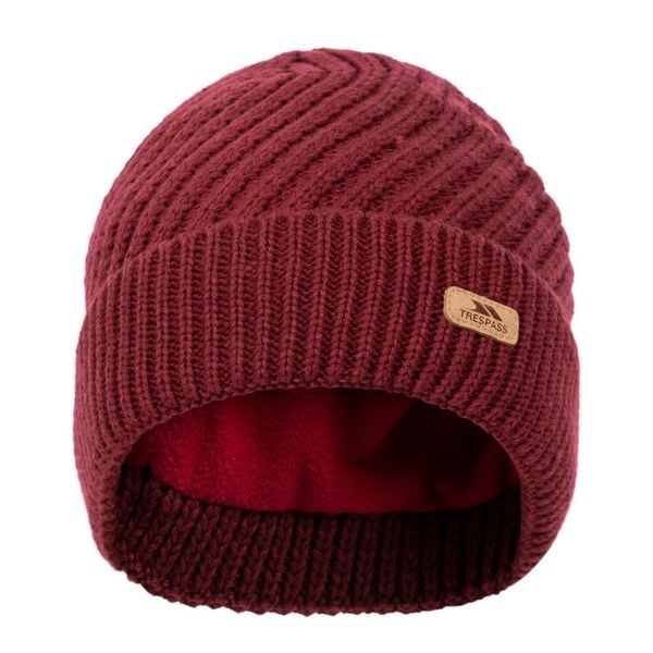 Damska Czapka Z Dzianiny Twisted Knitted Beanie. Czerwone czapki Trespass, z aplikacjami, z dzianiny. Za 57.99 zł.