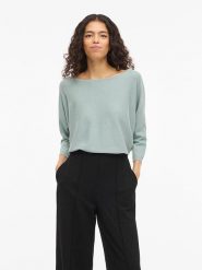 Vila Koszulka "Vimalu" w kolorze zielonym rozmiar: S. Zielone bluzki Vila, s, bez wzorów, z materiału, bez kołnierzyka, bez ramiączek. Za 105.14 zł.