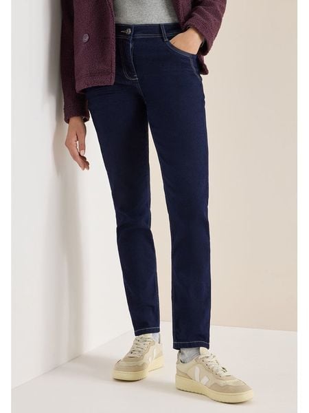 Cecil Dżinsy - Slim fit - w kolorze granatowym rozmiar: W31/L30. Niebieskie jeansy Cecil, l, z aplikacjami, z podwyższonym stanem. Za 139.87 zł.