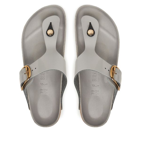 Japonki Birkenstock. Szare klapki Birkenstock, bez wzorów, bez obcasa. Za 449.99 zł.