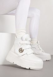 Białe Botki Vices w Stylu Sneakersów na Platformie Afirriva. Białe botki Born2be, z aplikacjami, z jeansu, bez obcasa, na platformie, bez zapięcia. Za 139.99 zł.