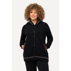 Bluza, kaptur, tęczowe paski odblaskowe, długi rękaw. Czarne bluzy Ulla Popken, plus size, bez wzorów, z bawełny, bez kaptura. Za 294.99 zł.