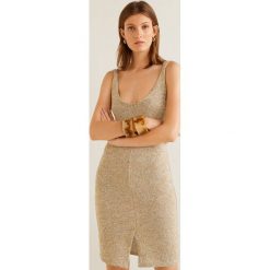 Mango - Sukienka Oasis. Sukienki Mango, na co dzień, l, bez wzorów, z bawełny, casualowe, bez kołnierzyka, bez ramiączek, mini, dopasowane. W wyprzedaży za 69.90 zł.