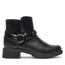 Botki Clarks. Czarne botki Clarks, bez wzorów, bez obcasa, na płaskiej podeszwie, bez zapięcia. Za 499.99 zł.
