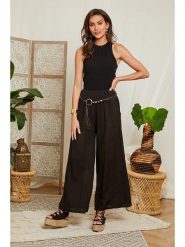 Lin Passion Lniane spodnie w kolorze czarnym rozmiar: 34/36. Czarne spodnie materiałowe Lin Passion, bez wzorów, ze lnu, z podwyższonym stanem. Za 113.99 zł.