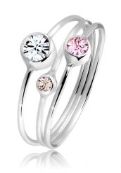 Elli Zestaw damski do łączenia Modern z kryształami w srebrze próby 925 Sterling Silver Pierścionki 1 ct Damski. Szare pierścionki Elli, srebrne. Za 233.99 zł.