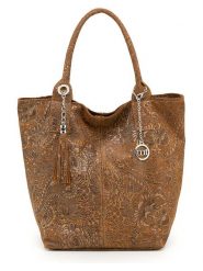 Mia Tomazzi Skórzana torebka "Fucini" w kolorze karmelowym - 35 x 30 x 18 cm rozmiar: onesize. Brązowe torby na ramię Mia Tomazzi, z aplikacjami, z materiału, na ramię, bez dodatków. Za 394.95 zł.