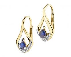 Kolczyki z żółtego złota z diamentami i szafirami - próba 375. Żółte kolczyki Apart, z diamentem, złote. Za 2,059.00 zł.