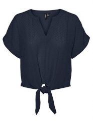 Vero Moda Koszulka w kolorze granatowym rozmiar: M. Niebieskie bluzki Vero Moda, m, bez wzorów, z wiskozy, klasyczne, bez kołnierzyka, bez ramiączek. Za 114.71 zł.