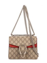 Gucci Torebka w kolorze beżowo-czerwonym - 20 x 17 x 6 cm rozmiar: onesize. Brązowe torby na ramię Gucci, bez wzorów, z materiału, na ramię, bez dodatków. Za 4,480.99 zł.