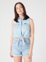 Wrangler Top W5WTHWXAZ 112334379 Błękitny Regular Fit. Niebieskie topy Wrangler, xl, bez wzorów, z bawełny, bez kołnierzyka, bez ramiączek. Za 129.99 zł.