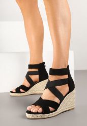 Czarne Sandały Vices na Plecionym Koturnie w Stylu Boho Telomaris. Czarne sandały Born2be, bez wzorów, boho, bez obcasa, na koturnie, bez zapięcia. W wyprzedaży za 97.49 zł.