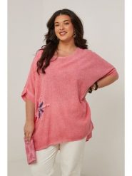 Curvy Lady Bluzka w kolorze jasnoróżowym rozmiar: 40/42. Różowe bluzki Curvy Lady, z aplikacjami, klasyczne, bez kołnierzyka, bez ramiączek. Za 105.63 zł.