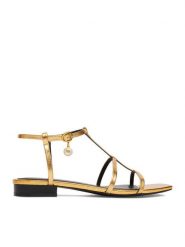 GINO ROSSI Sandały CEO-ROSE-LT22866-1 Złoty. Żółte sandały Gino Rossi, bez wzorów, ze skóry, bez obcasa, na płaskiej podeszwie, bez zapięcia. Za 299.99 zł.