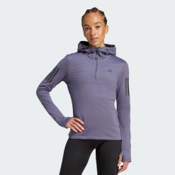 Bluza Own The Run Winterized Hooded Half-Zip. Fioletowe bluzy Adidas, s, bez wzorów, z kapturem. Za 279.00 zł.