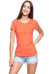 MUSTANG T SHIRT DAMSKI Alexia C Embro Persimmon 1009060 8139. Pomarańczowe t-shirty Mustang, s, bez wzorów, bez kołnierzyka, bez ramiączek. W wyprzedaży za 39.99 zł.