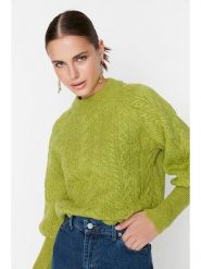 Trendyol Sweter w kolorze zielonym rozmiar: M. Zielone swetry Trendyol, m, bez wzorów, ze splotem, bez ramiączek. Za 100.52 zł.