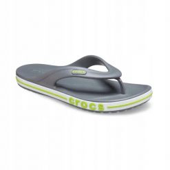 Japonki Dla Dorosłych Crocs Bayaband Flip. Szare klapki Crocs, bez wzorów, z materiału, bez obcasa. Za 89.99 zł.