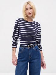 GAP Koszulka w kolorze granatowym rozmiar: XL. Niebieskie bluzki GAP, xl, bez wzorów, z bawełny, bez kołnierzyka, bez ramiączek. Za 78.84 zł.