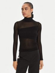HUGO Sweter Siclamino 50542650 Czarny Slim Fit. Czarne swetry Hugo, xs, bez wzorów, z wiskozy, bez ramiączek. Za 699.99 zł.