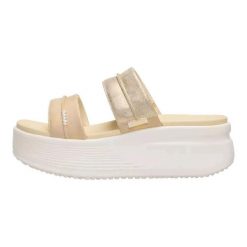 HEYDUDE Damskie Klapki Austin Slide Classic. Brązowe klapki Hey Dude, bez wzorów, z materiału, bez obcasa. Za 259.00 zł.