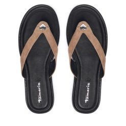 Japonki Tamaris. Brązowe klapki Tamaris, bez wzorów, bez obcasa. Za 259.99 zł.